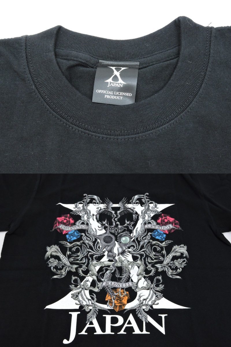 hide正規tシャツ　新品 X hide JAPAN Tシャツ黒ブラックLサイズモノトーンビックプリント