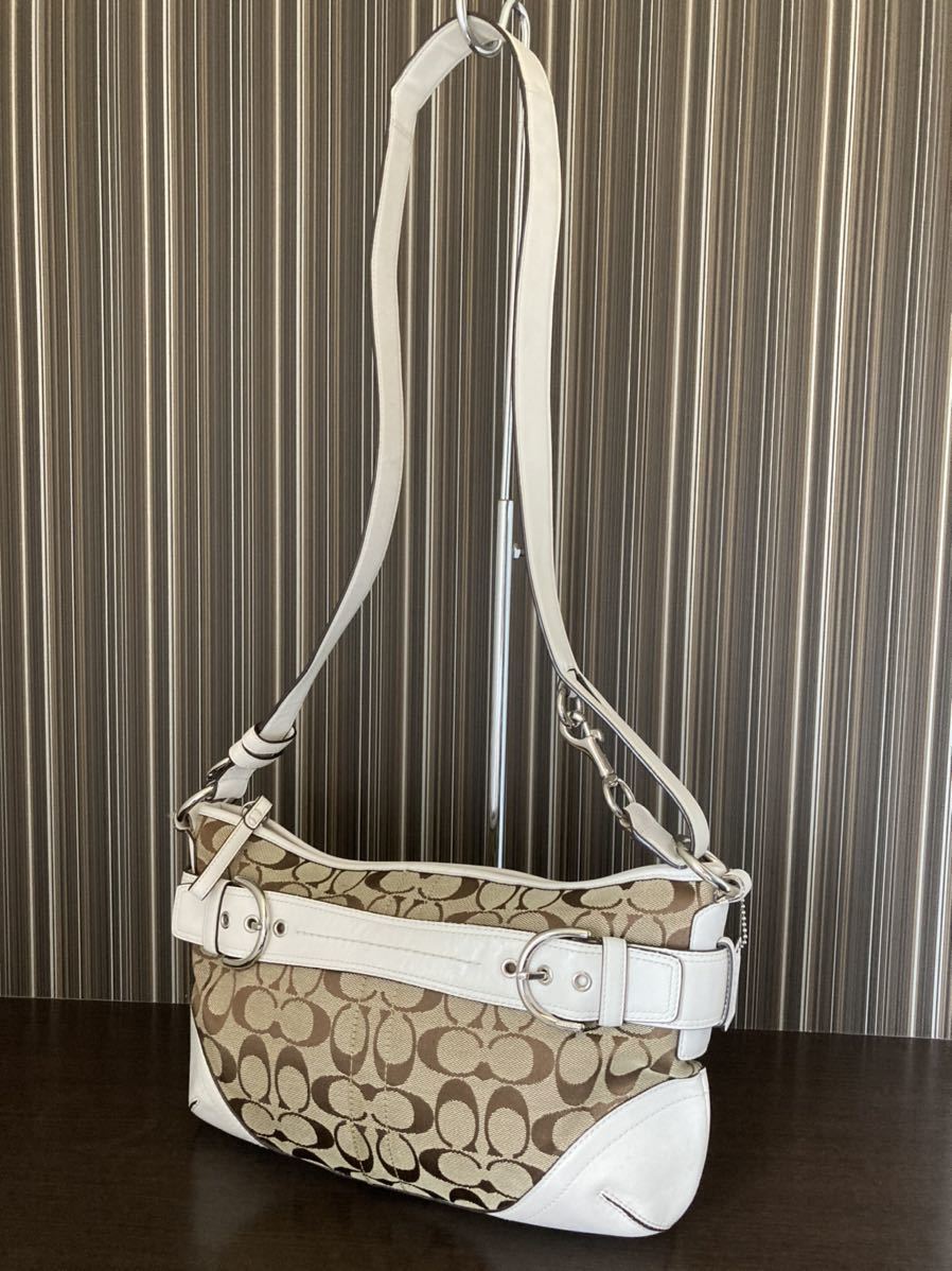 COACH コーチ シグネチャー ショルダーバッグ ホワイト F07077 
