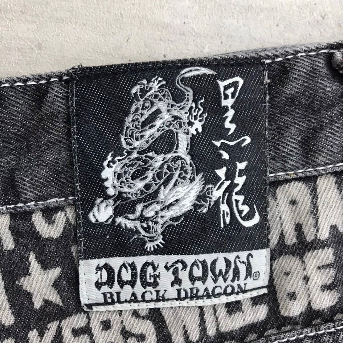 DOG TOWN ドッグタウン 黒龍 刺繍 ブラック デニム ショーツ M メンズ 