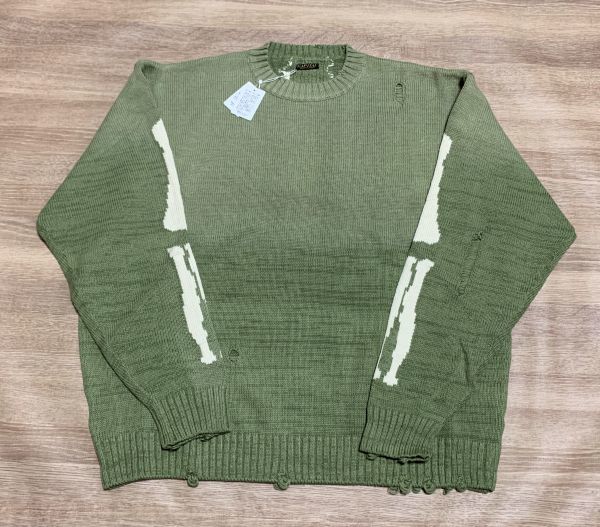 新品 KAPITAL キャピタル 骨 BONE ニット セーター カーキ サイズ3(L 