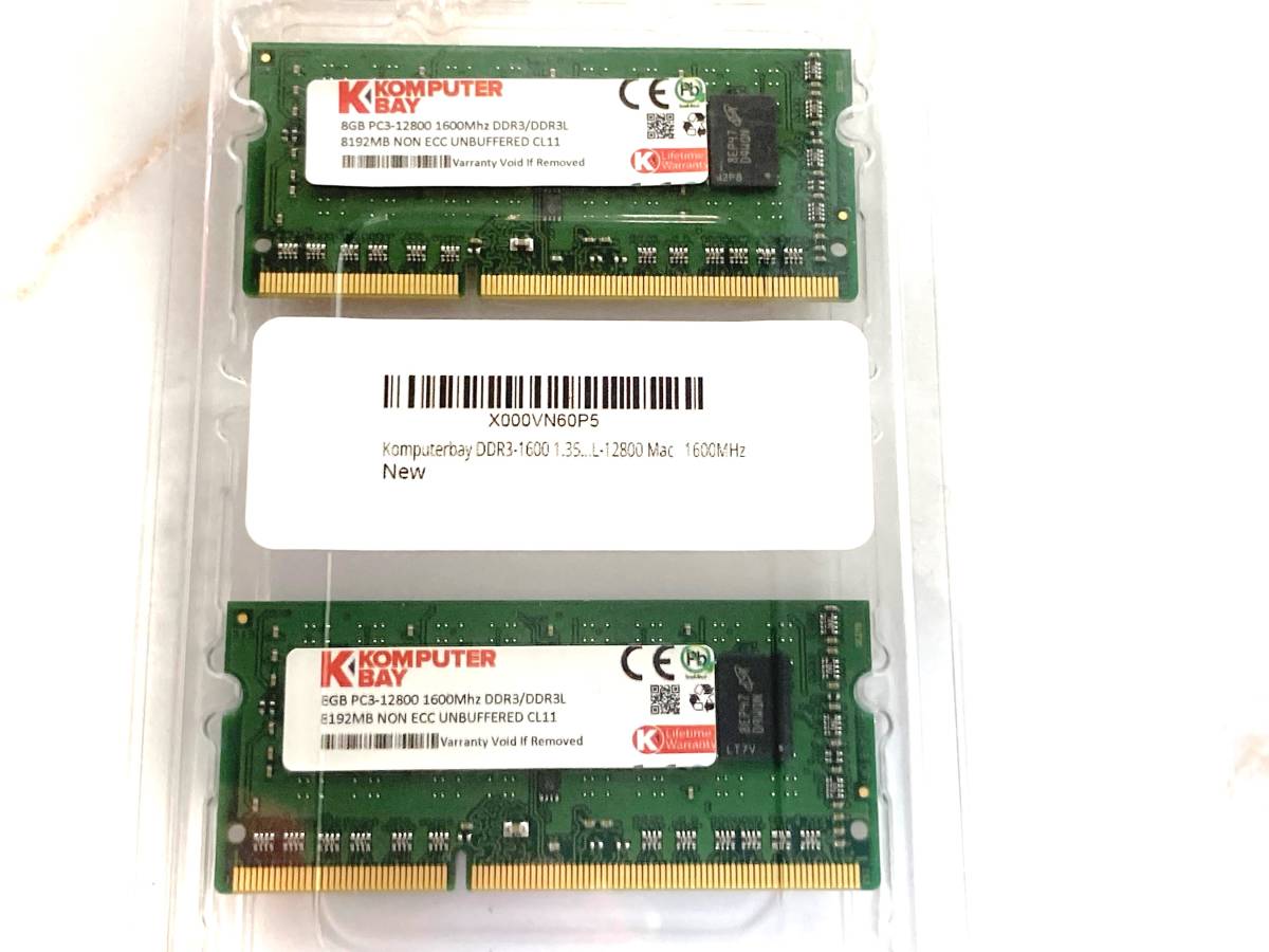 新品 ノートPC用メモリ DDR3L-1600 8GB×2枚（計16GB） PC3L-12800