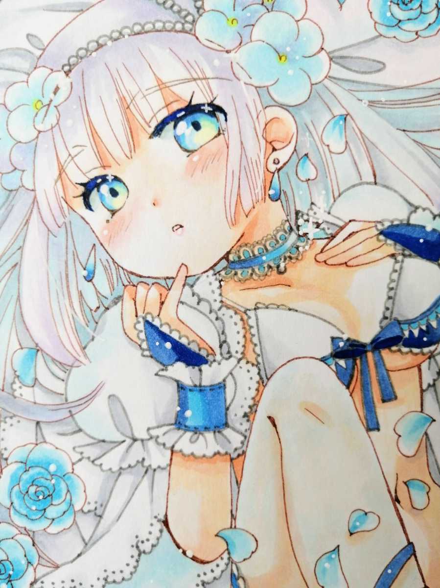 女の子手描きイラスト】青の花嫁【オリジナル創作】