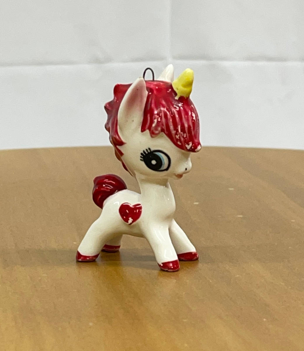 昭和レトロ ユニコーン陶器製 オーナメント 赤 内藤ルネ RUNE ジュニア