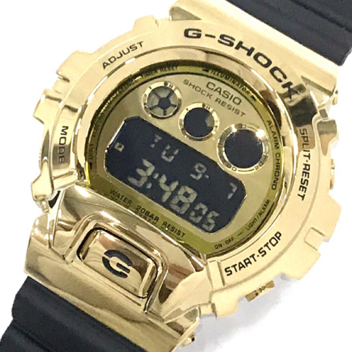 美品 カシオ Gショック メタルベゼル クォーツ デジタル 腕時計 GM-6900G メンズ 稼働品 付属品有 ブラック ゴールド
