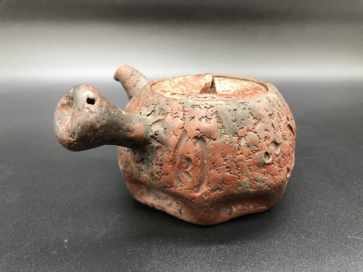 煎茶道具 備前焼 太田垣 蓮月 急須 詩彫 横手 茶器 煎茶道具備前焼