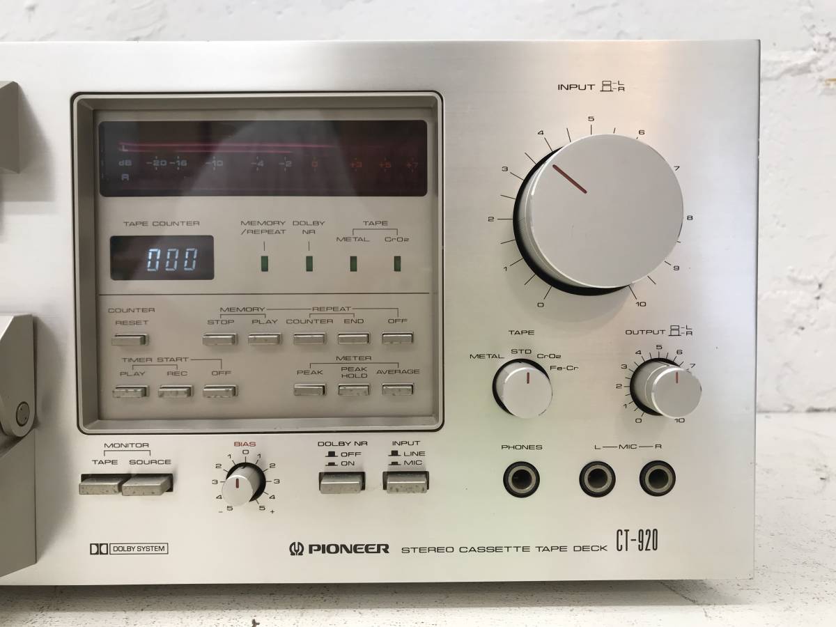 a0911-22☆PIONEER CT-920 / パイオニア ステレオカセットデッキ 通電