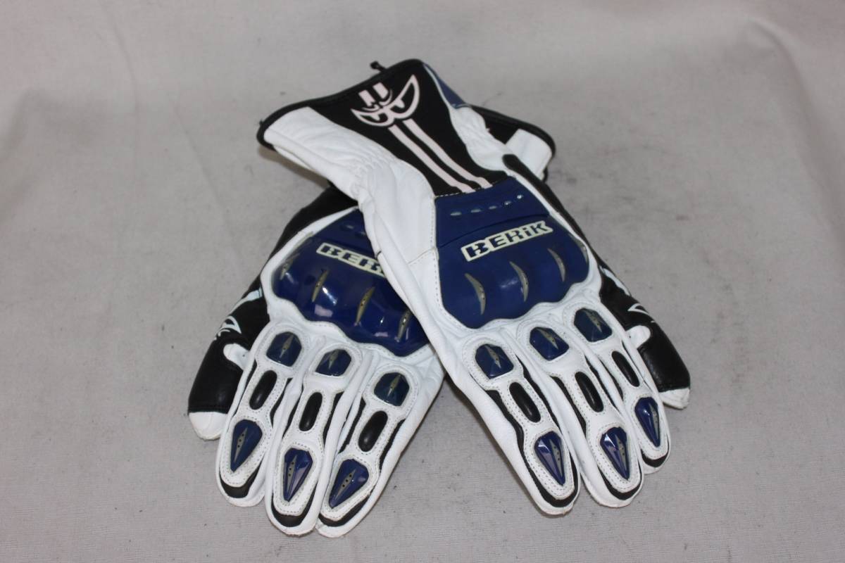 新品未使用 BERIK ベリック レーシンググローブ WHITE/BLUE 【XXLサイズ】 バイク ツーリング サーキット 走行会 メンズ 
