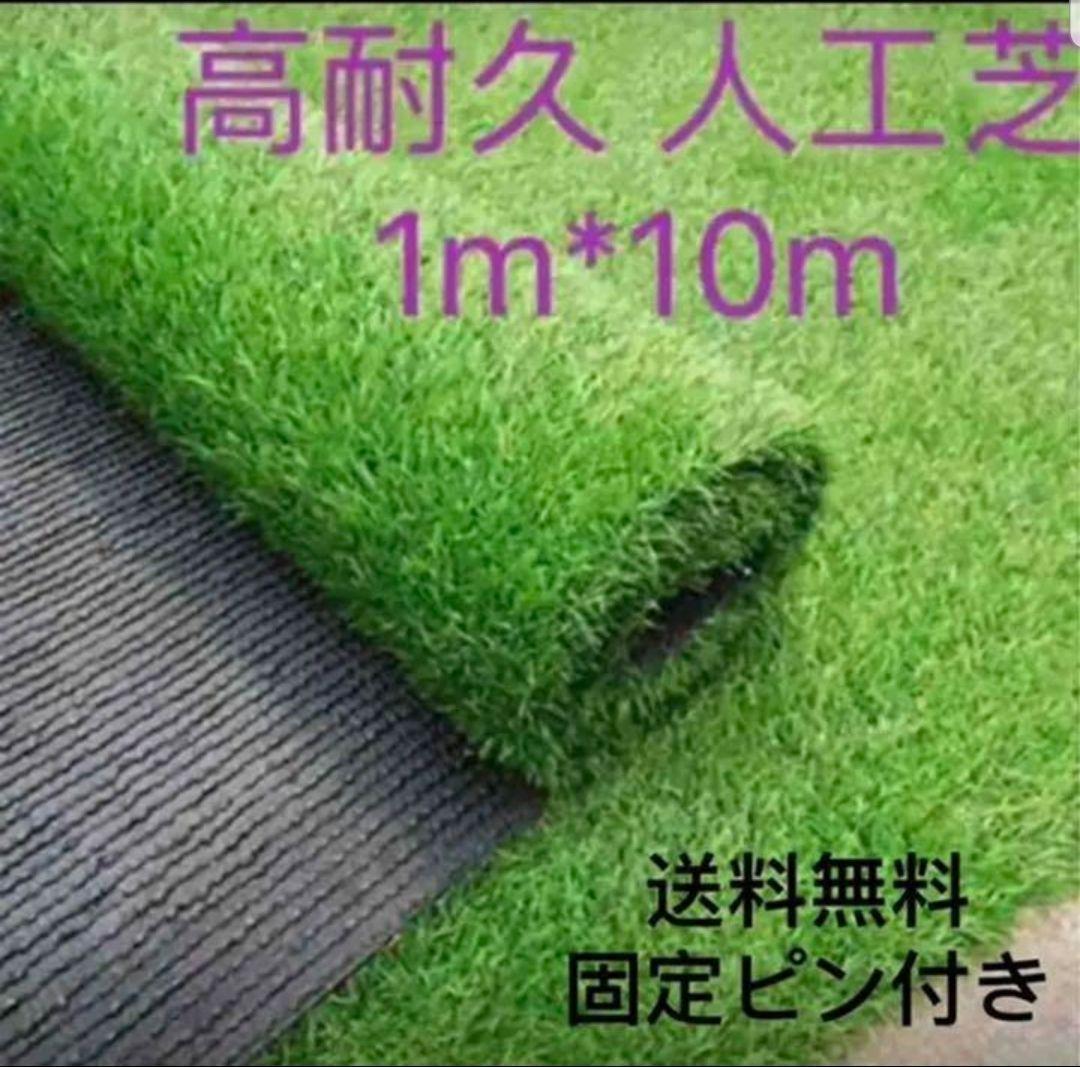 人工芝 人工芝 ロール リアル 1m×10m 芝丈35mm 密度2倍 高耐久固定ピン付