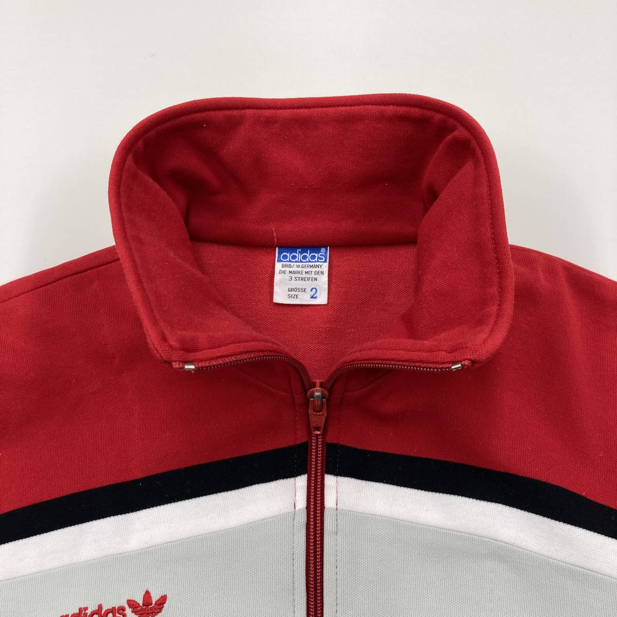 80's 90's 西ドイツタグ adidas アディダス ジャージ レッド×グレー 2