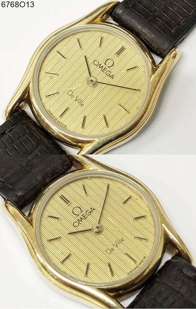 【W167-1】動作品 電池交換済 OMEGA De Ville オメガ デビル プッシュリューズ 腕時計 591.0049 レディース【送料全国一律185円】 型番：