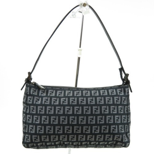 50819★1円スタート★FENDI フェンディ 未使用 ハンドバッグ ズッキーノ柄 ショルダーバッグ キャンバス レザー ブルー レディース