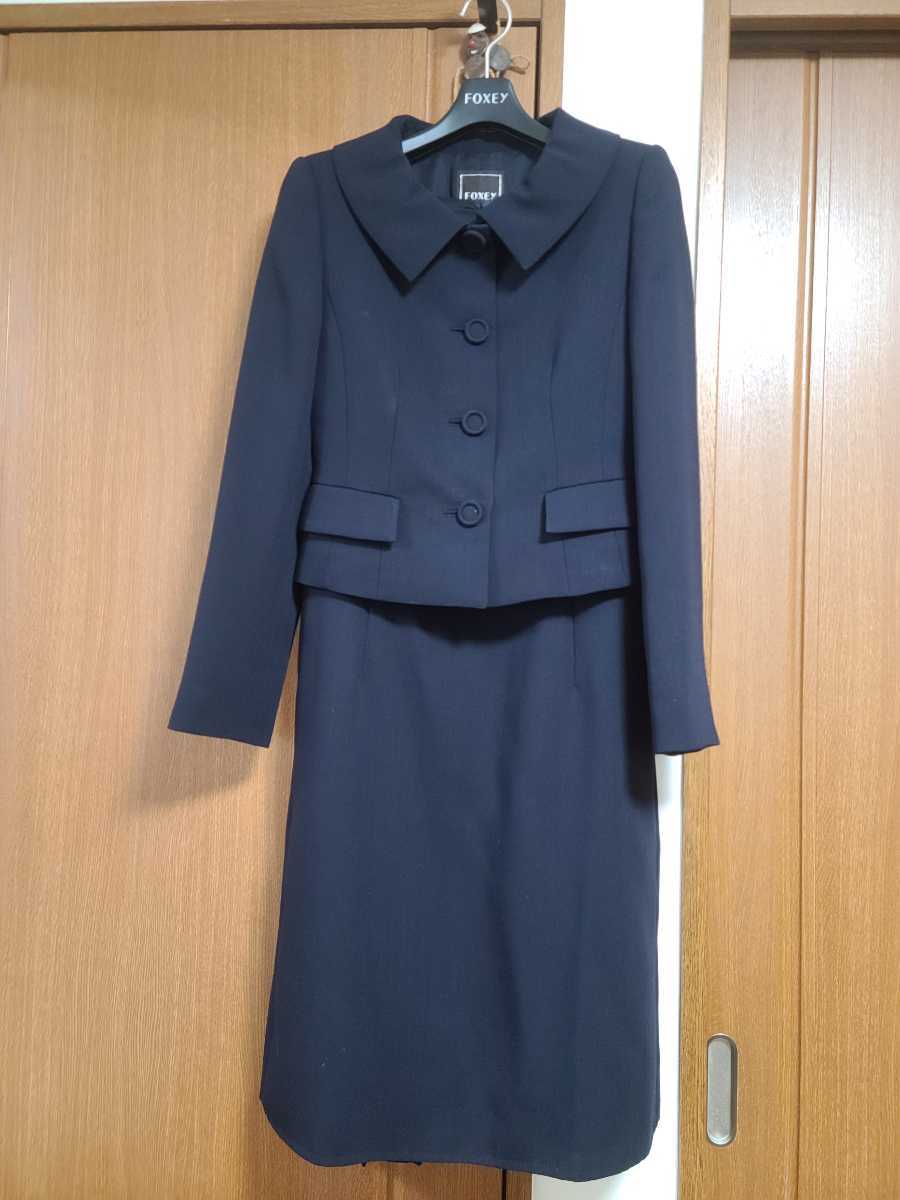 フォクシー セットアップ ツーピース ワンピース ジャケット 濃紺 お受験 面接 38 たっぷりフレア