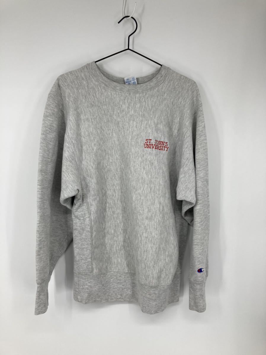 希少 美品 90's USA製 champion reverse weave ビンテージ スウェット L グレー ST.JOHNS チャンピオン リバースウィーブ パーカー