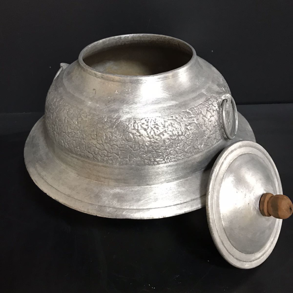 昭和レトロ　羽釜　茶釜　時代物 Q335] 茶釜 蓋付き アルミ製 羽釜 鉄釜 茶道具 古道具 古民具 昭和