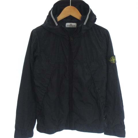 ストーンアイランド STONE ISLAND JUNIOR フード ジャケット パーカー ナイロン ジップアップ ロゴパッチ ブラック 黒 140/10 アウター
