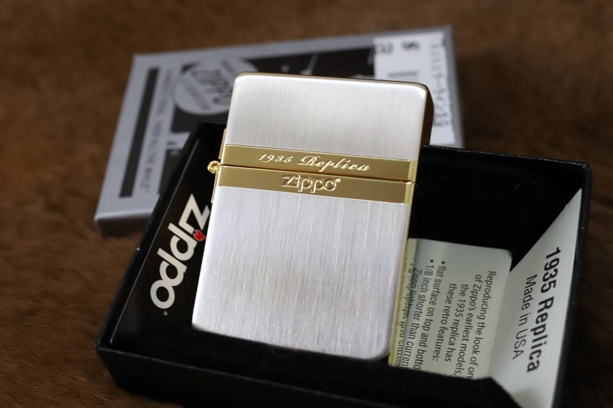 高品質，定番 ZIPPO 1935レプリカ ミラーライン シルバー＆ゴールド クラシック シンプルなジッポ 写真が現物 ジッポ ライター 訳あり(喫煙グッズ)｜売買されたオークション情報、yahooの商品情報をアーカイ その他