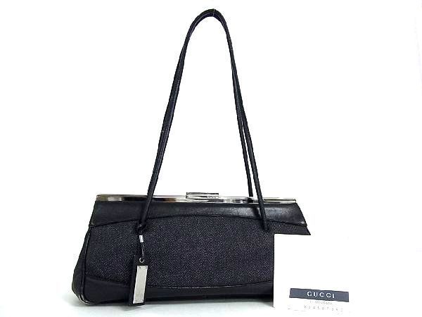 1円 GUCCI グッチ 92725 213048 キャンバス×レザー ショルダーバッグ