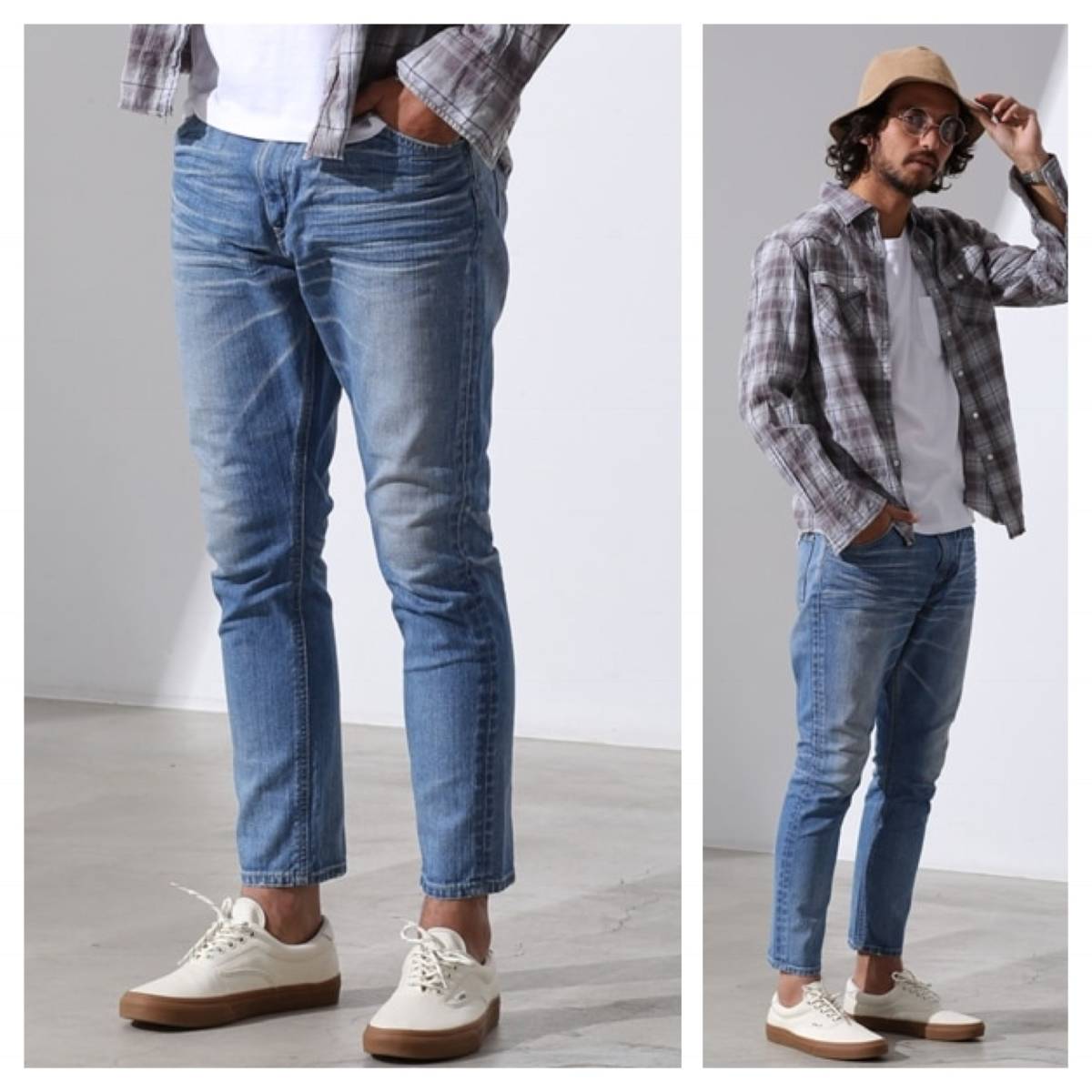 美品☆ナノユニバース Lee別注 ANKLE PT ブルー 28☆アンクルデニム 