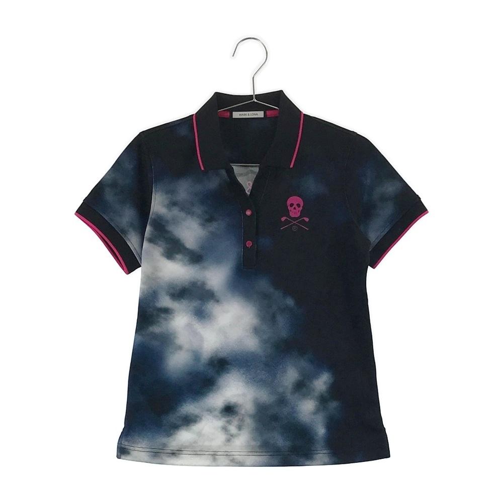 【1円】MARK&LONA マークアンドロナ 2020年モデル 半袖ポロシャツ スカル 総柄 ネイビー系 38 [240001612007] ゴルフウェア レディース MARK\u0026LONA | マークアンドロナ カモフラ 半袖ポロシャツ 2023年モデル