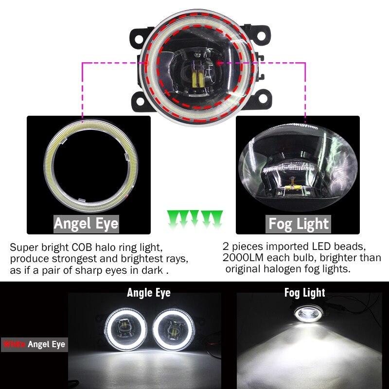 フォグランプ エンジェルアイ 新品 ポルシェ カイエン 955 2002-2015 led drl 車 パーツ ライト フロント 交換 カスタム 外装 左右ペア_2