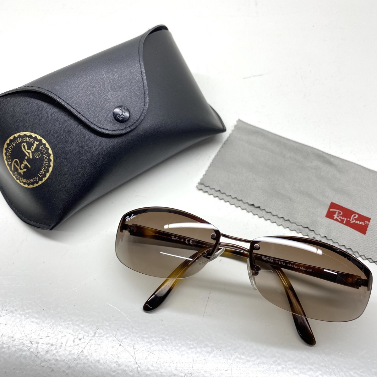 9】RayBan(レイバン) サングラス 偏光眼鏡 グレー レザーケース,クロス 