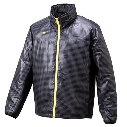 Ｍサイズ[新品]ミズノ ブレスサーモ中綿ブルゾン MIZUNO ジャンバー アウター 防風　チャコールグレー系ギンガムチェック
