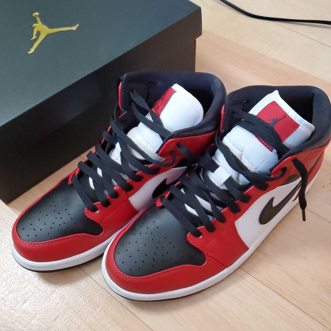 NIKE AIR JORDAN 1MID エアジョーダン1 Black/Black-Gym Red