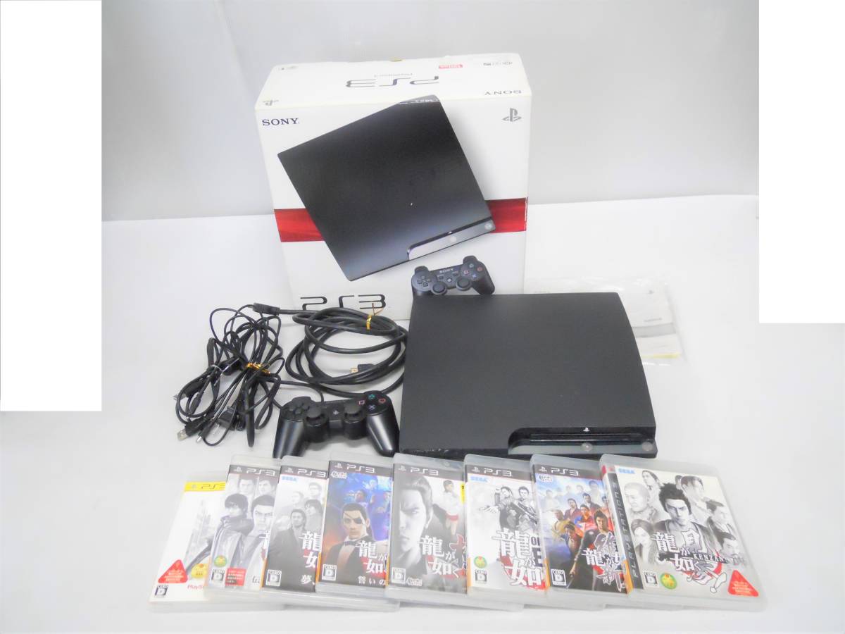 SONY/ソニー PlayStation3セット 本体[CECH-2000A]+コントローラ+ソフト×8他 ブラック PS3 プレステ3 龍が如く(31-2-10)