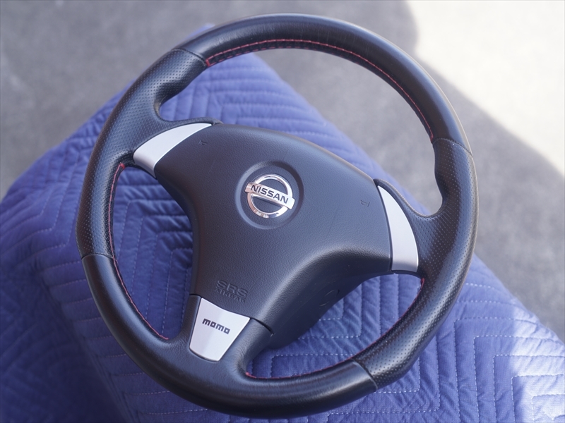 日産 純正 オプション モモステアリング MOMO ステアリング レザー 赤