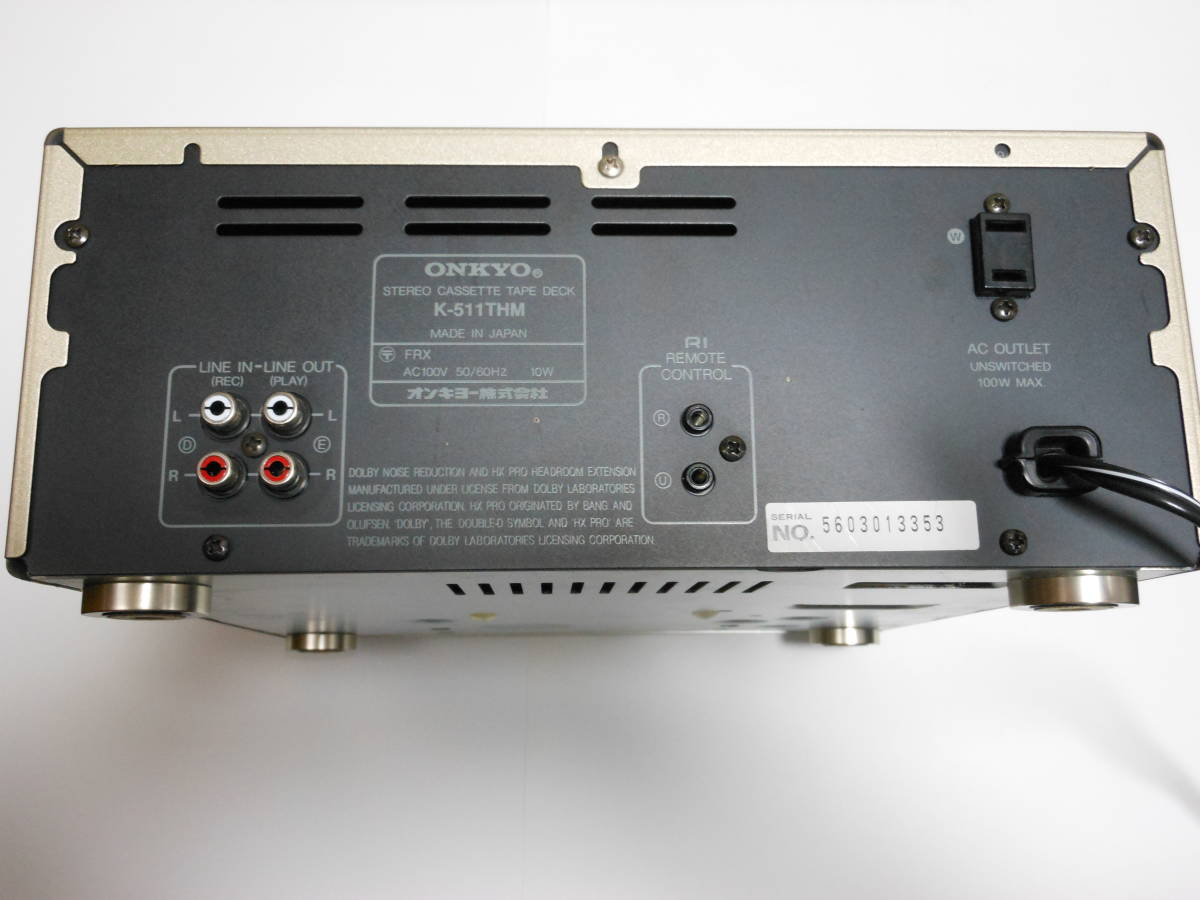 ONKYO K-511THM ジャンク品 ONKYO カセットデッキ K-511THM 昭和