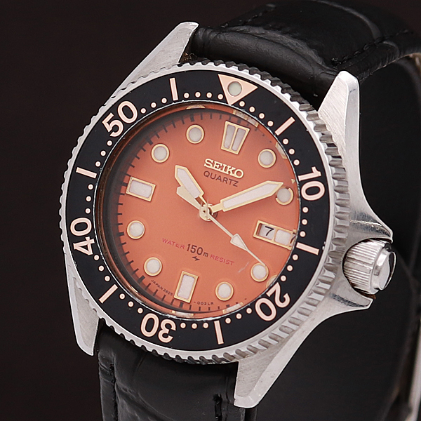 1円◎稼働品◎【SEIKO/セイコー】2625-0010 150m デイト オレンジ文字盤 QZ レディース腕時計 A0149698