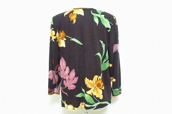 apc レオナール LEONARD カットソー 46 茶系 花柄 大きいサイズ