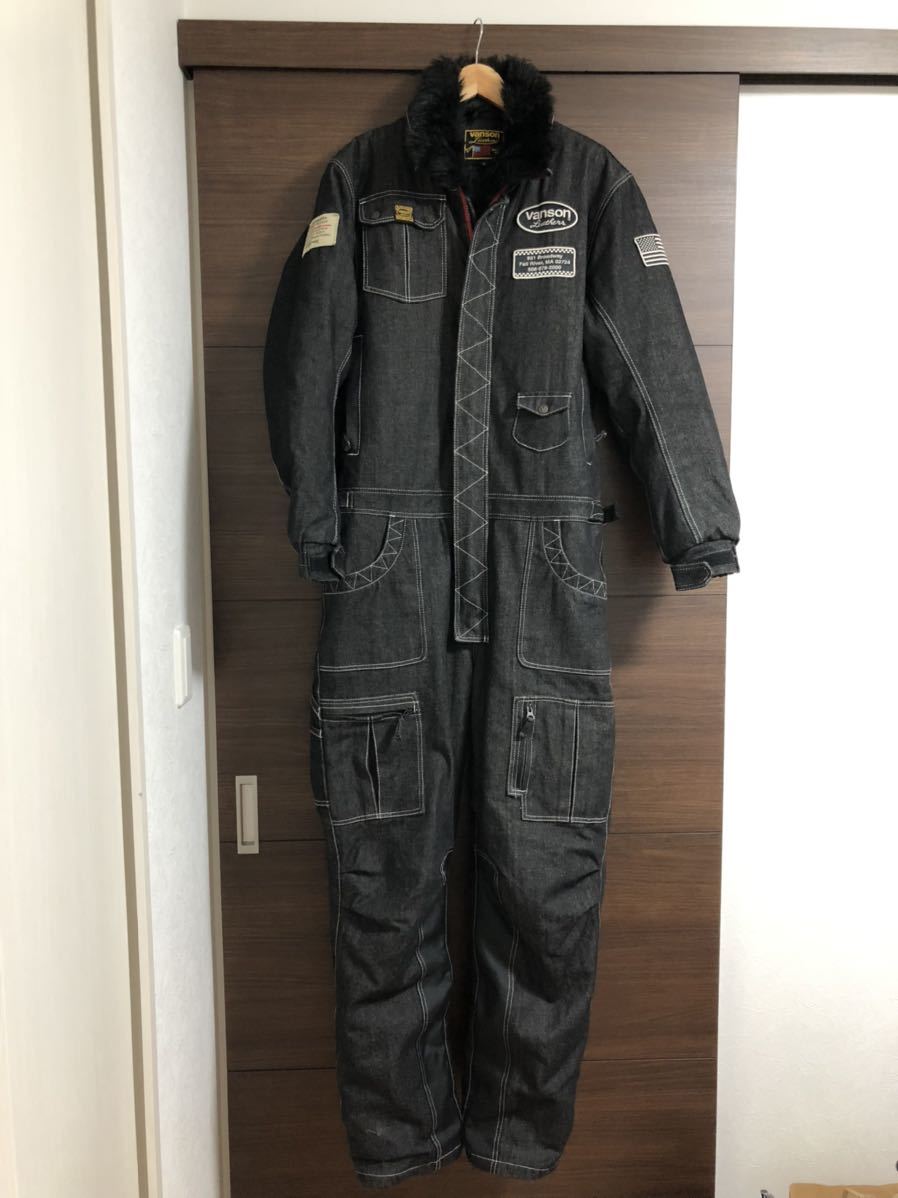 防水防寒 VANSON バンソン デニムカバーオール ツナギ vs13112w XL