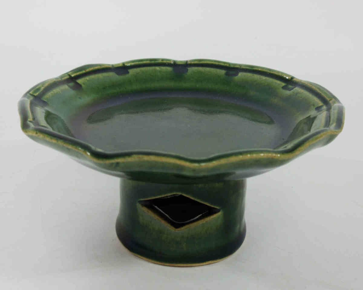 ◆ 幸兵衞窯 ◆　総織部 高台皿 × 5　＊新品未使用品 □人間国宝 加藤卓男 幸兵衛窯 総織部 高台皿 5客 共箱 m19