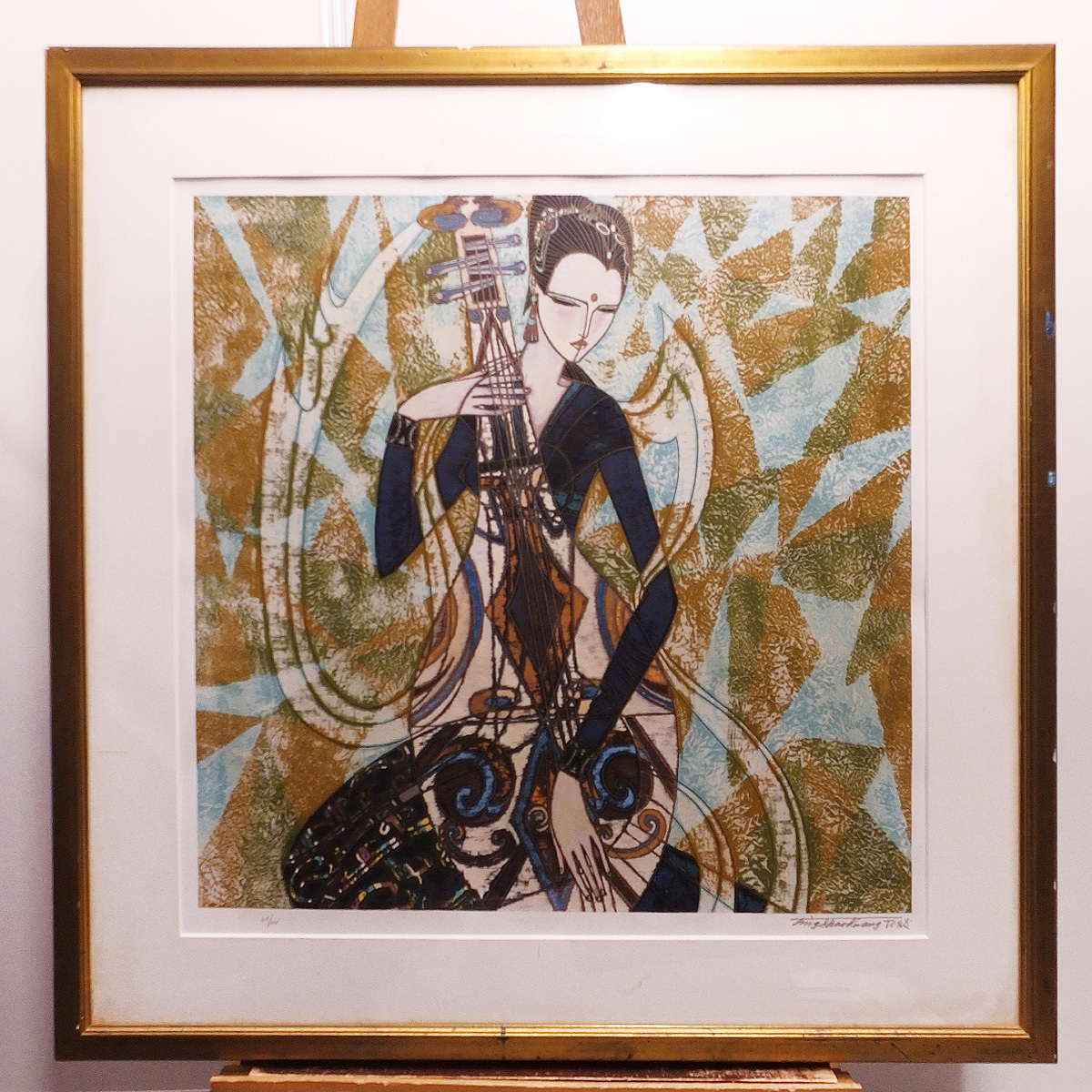 1円～◆おたからや◆x1111-07　丁紹光(ティンシャオカン)　メロディ　シルクスクリーン　人物画　版画
