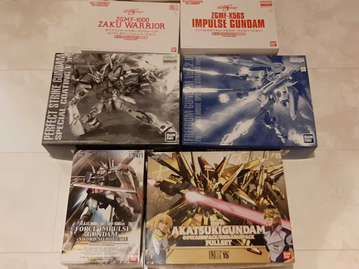 ガンプラ1/100 6体セット SEED MG フリーダムガンダム パーフェクトストライク フォースインパルス 暁 ザクウォーリアライブ メッキ
