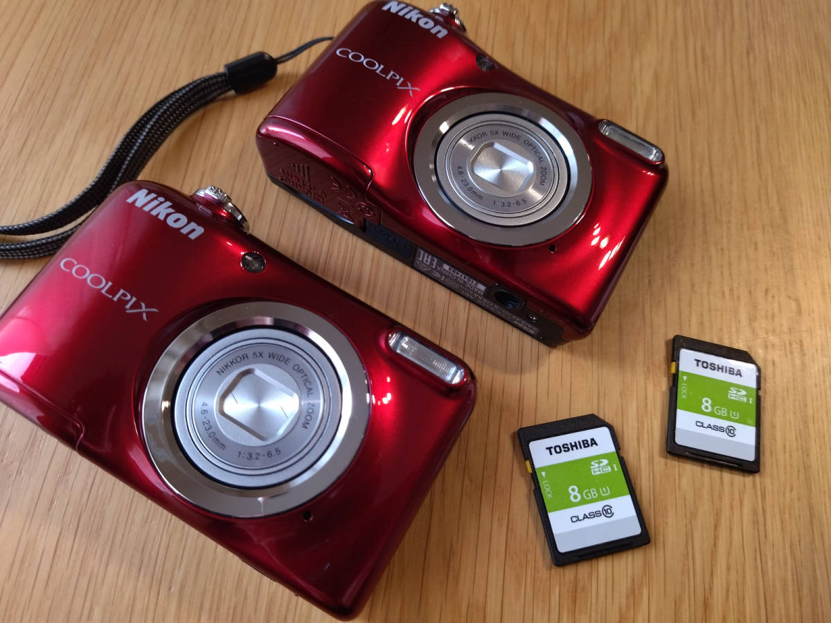 中古品 ニコン COOLPIX L28 赤 光学ズーム5倍 2005万画素 単3型乾電池