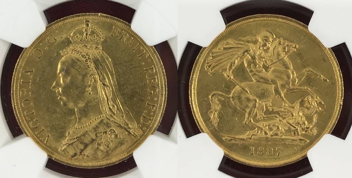 希少】NGC MS61 イギリス 1887年 ヴィクトリア ジュビリーヘッド 2