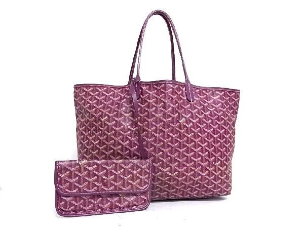 1円 GOYARD ゴヤール サンルイ PVC×レザー ポーチ付き トートバッグ