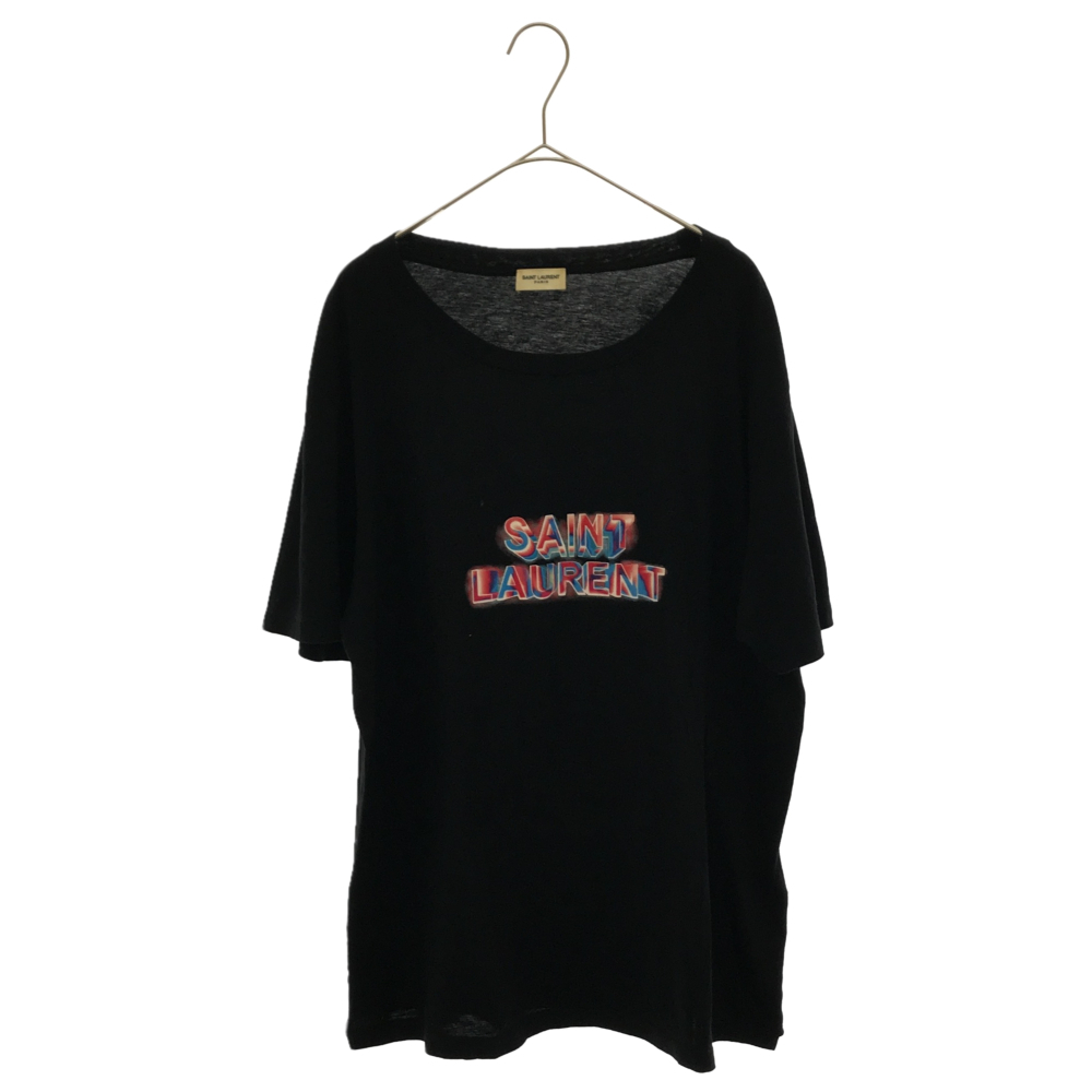 SAINT LAURENT PARIS(サンローランパリ) 18SS プリントデザイン 半袖Tシャツ カットソー 512345 LAURENT SAINT サンローラン ブラック トートバッグ ジャケット