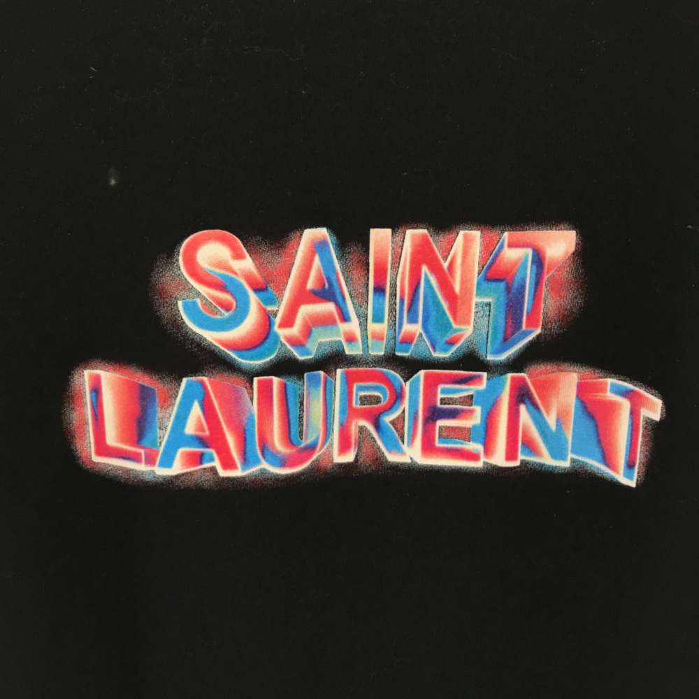 SAINT LAURENT PARIS(サンローランパリ) 18SS プリントデザイン 半袖Tシャツ カットソー 512345 LAURENT SAINT サンローラン ブラック トートバッグ ジャケット
