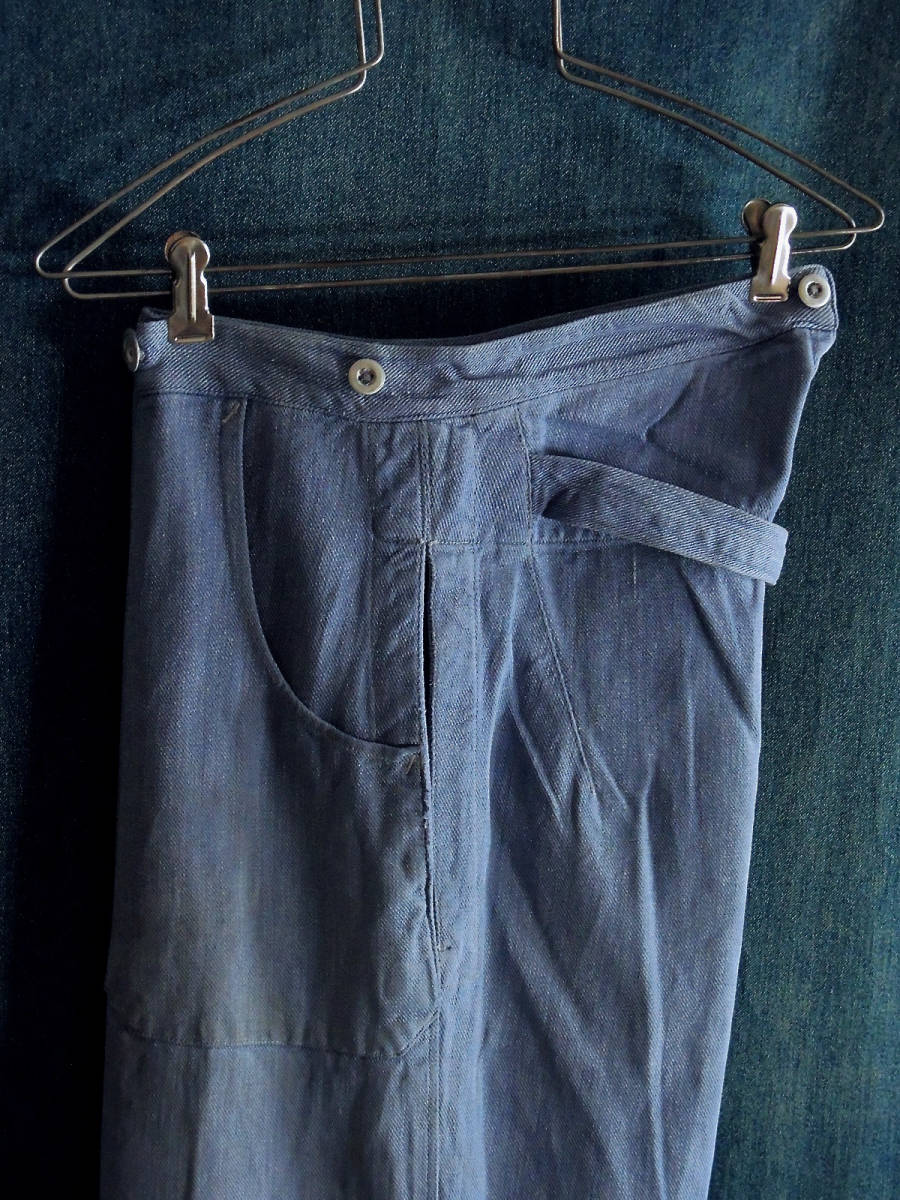 40s〜50s スイス軍 初期 デニムワークパンツ 針刺しシンチバック 実物