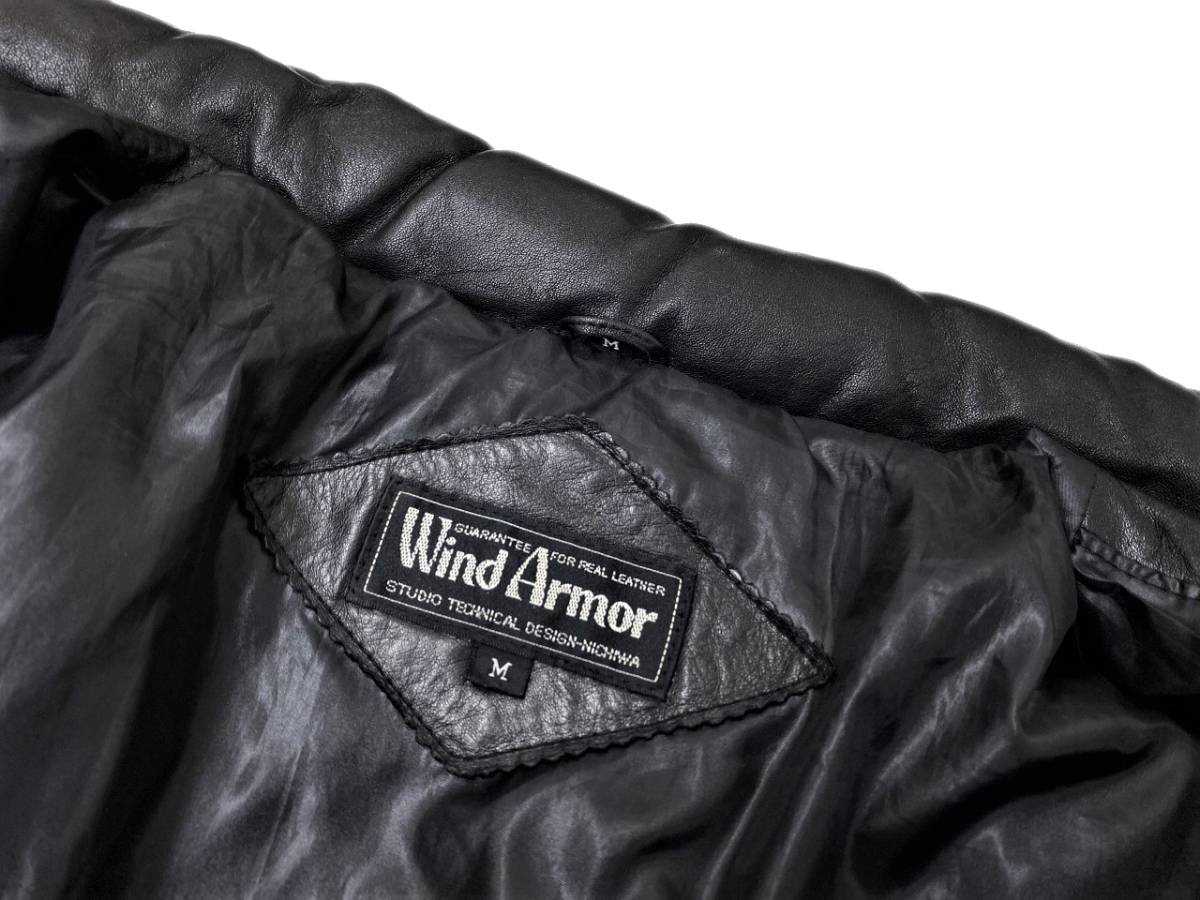 美品 定価10万 極暖! WIND ARMOR USA産最高級牛革! 極上オールレザー 