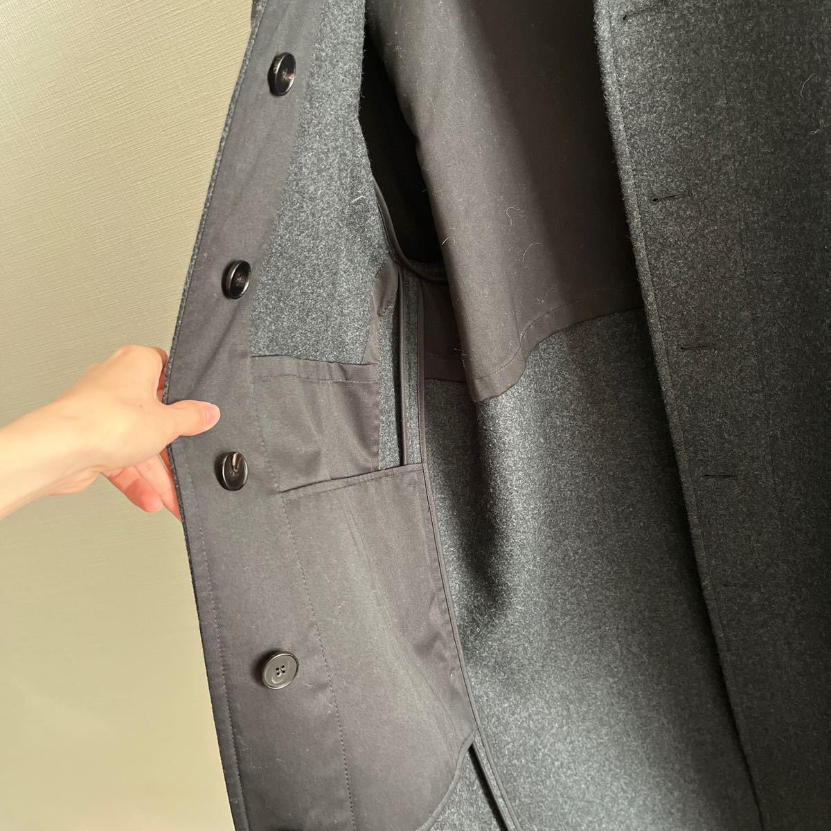 2019aw バルマカーンコート 44 グレー レザー切り替え JIL SANDER ジル 