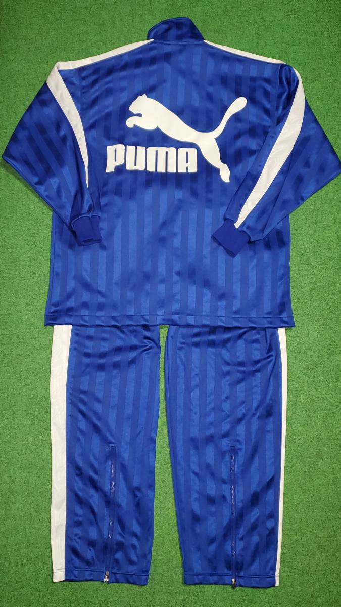 PUMA 青 ストライプ ジャージ 神村学園 プーマ / PUMA ストライプ ジャージ 上下 青x白 /上S-M 下M (プーマ