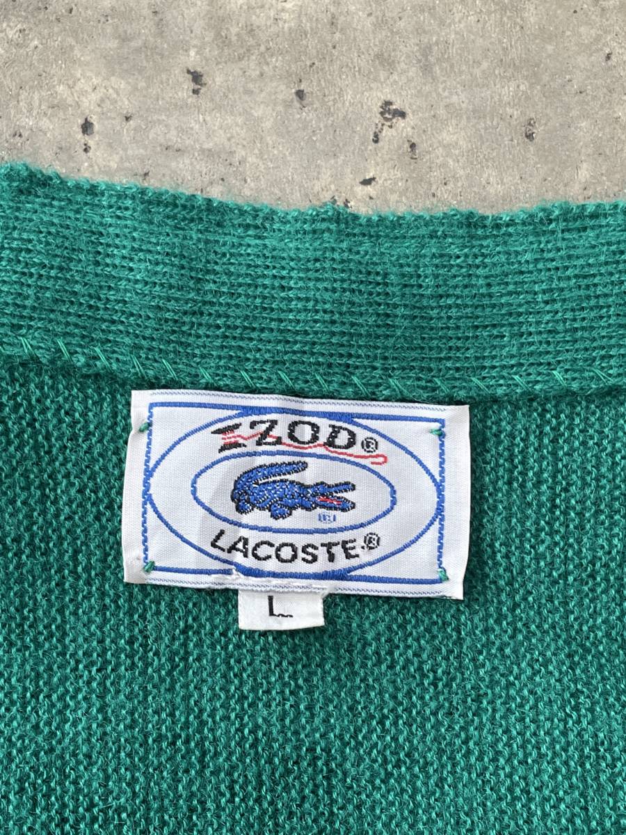 超希少！超美品！あいみょん着！同緑！70S 80S ラコステ LACOSTE IZOD USA 企画 ニット カーディガン ルイーズトロッター(L)327 あいみょん グリーン 緑 ショップファッション オンライン アクリルニット