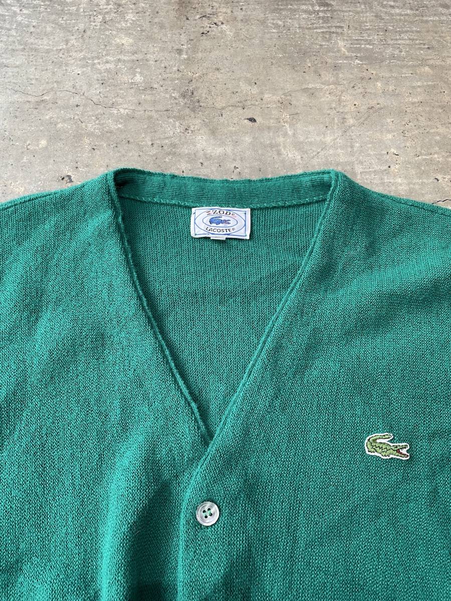 超希少！超美品！あいみょん着！同緑！70S 80S ラコステ LACOSTE IZOD USA 企画 ニット カーディガン ルイーズトロッター(L)327 あいみょん グリーン 緑 ショップファッション オンライン アクリルニット