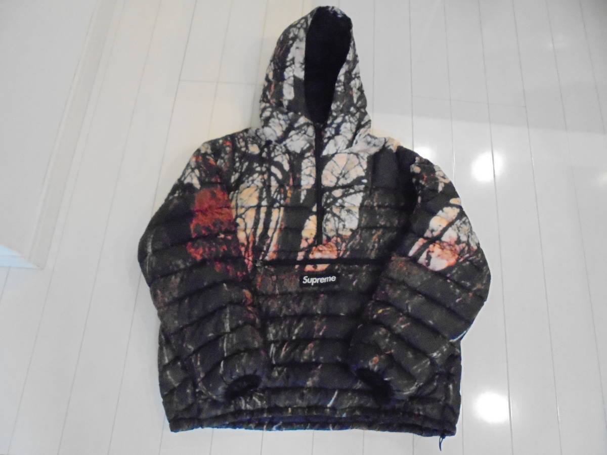 Supreme Micro Down Half Zip Hooded Pullover COLOR:WOODS SIZE:LARGE  