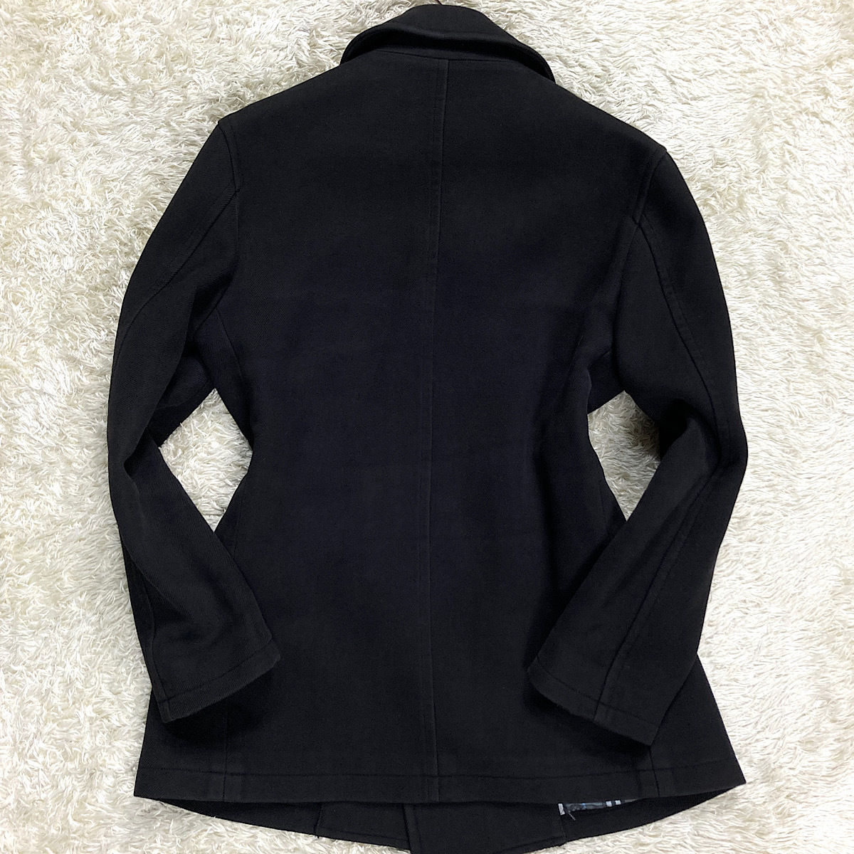 ノバ ノバチェック Pコート BURBERRY ラビットファー 銀 美品!希少青