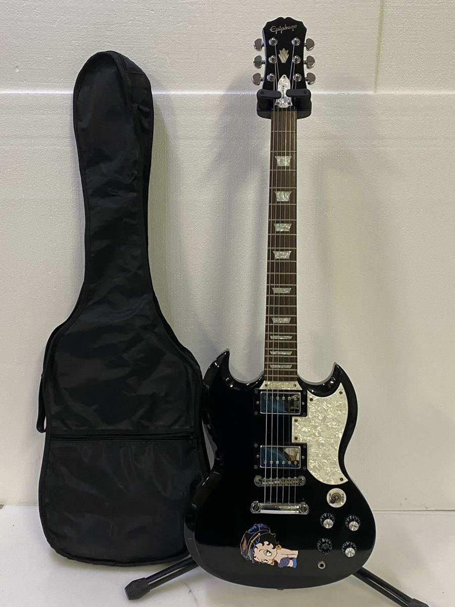 サ8555M☆Epiphone エピフォン SG GIBSON ギブソンヘッド ケース付 